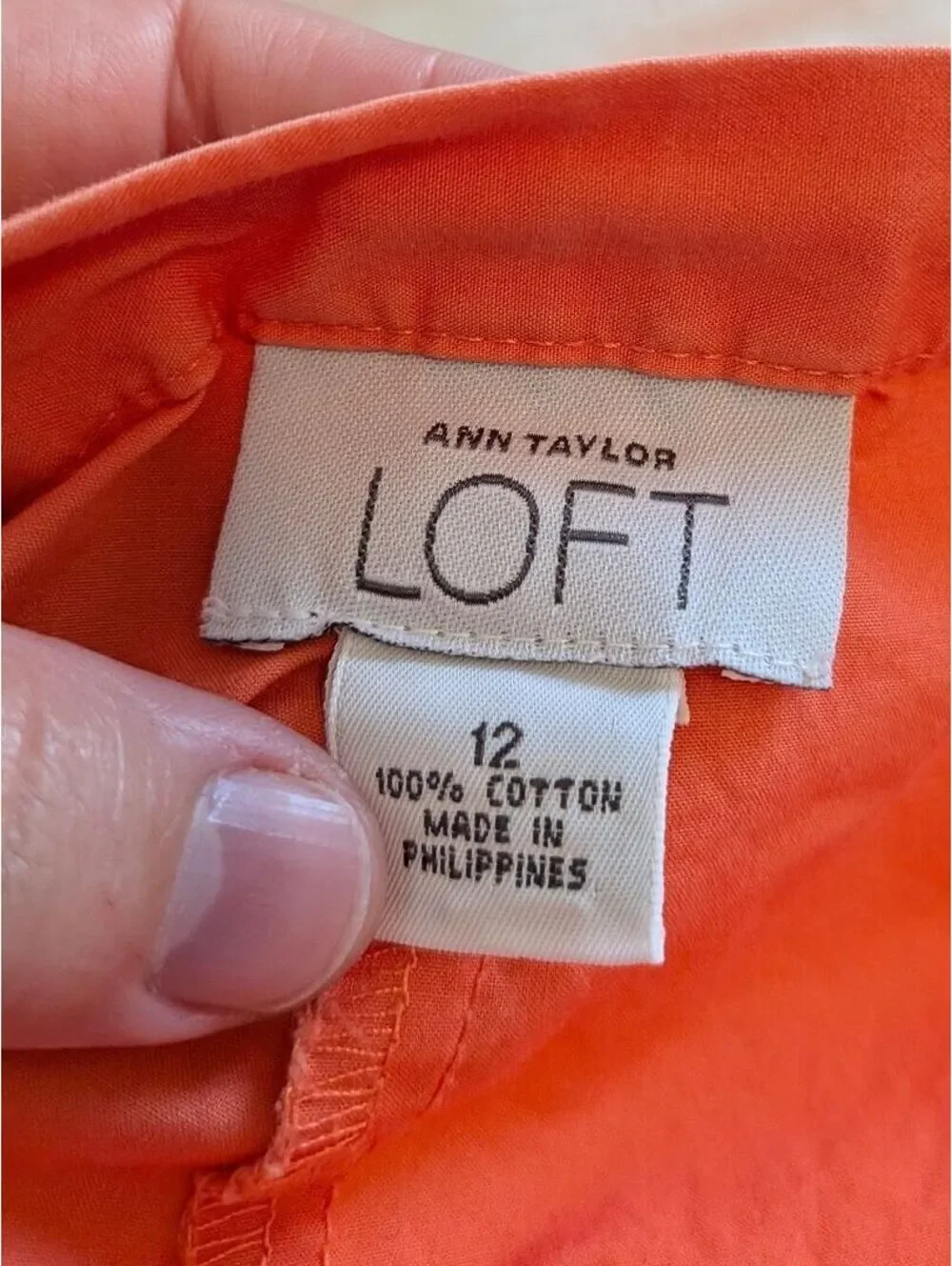 Ann Taylor LOFT Women's Coral Cropped Cotton Pants Size 12 with Drawstring Waist